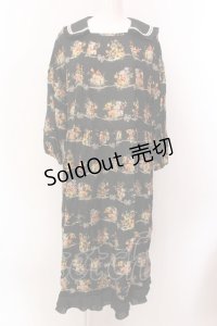 Jane Marple / Jubilee flowersサテンカラードレス M クロ O-25-02-19-026-JM-OP-YM-ZS