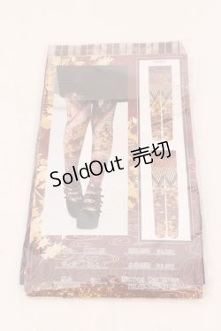 画像2: Ozz oneste / 繚乱牡丹和柄タイツ  ブラウン O-25-05-29-1028-OO-ZA-IG-ZT394-F003