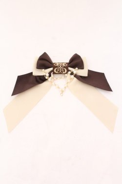 画像1: Enchantlic Enchantilly / ロゴ刺繍パールリボンブローチ  ブラウン×アイボリー O-25-02-20-071-LO-ZA-IG-ZT432