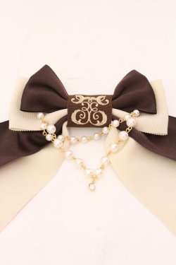 画像2: Enchantlic Enchantilly / ロゴ刺繍パールリボンブローチ  ブラウン×アイボリー O-25-02-20-071-LO-ZA-IG-ZT432