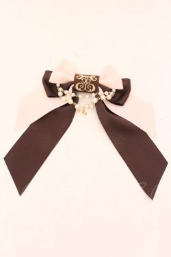 画像1: Enchantlic Enchantilly / ロゴ刺繍パールリボンブローチ  ピンク×ブラウン O-25-02-20-078-LO-ZA-OW-ZT432
