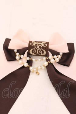 画像2: Enchantlic Enchantilly / ロゴ刺繍パールリボンブローチ  ピンク×ブラウン O-25-02-20-078-LO-ZA-OW-ZT432