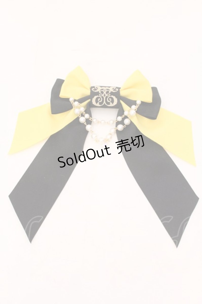 画像1: 【SALE】Enchantlic Enchantilly / ロゴ刺繍パールリボンブローチ  イエロー×クロ O-25-02-20-081-LO-ZA-IG-ZT432-F004 (1)