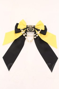 画像1: Enchantlic Enchantilly / ロゴ刺繍パールリボンブローチ  イエロー×クロ O-25-02-20-081-LO-ZA-IG-ZT432