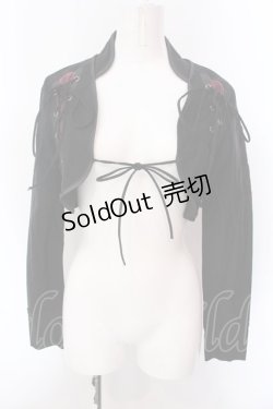画像1: Ozz Croce / レースアップショートボレロ  ブラック×レッド O-25-02-22-028-OO-TO-IG-OS