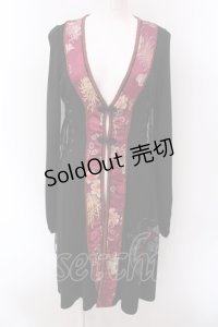Ozz oneste / サイドレースアップニットチャイナカーディガン  ブラック×ワイン O-25-02-22-030-OO-TO-IG-OS