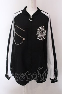画像1: TRAVAS TOKYO / アイドルマスターコラボ　二宮飛鳥ラグランブルゾン F ブラック×ホワイト O-25-02-22-034-PU-JA-OW-OS