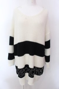 KRY CLOTHING / CHLL 2 ボーダーニットソー  ブラックｘホワイト O-25-02-22-039-EL-TO-YM-OS