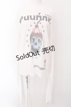 画像1: million dollar orchestra / スカルptパンキッシュカットソー F ホワイト O-25-02-22-041-PU-TO-OW-ZI
