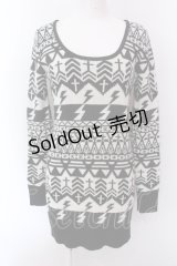 GHOST of HARLEM / スカル総柄ニット F ブラック×ホワイト O-25-02-22-042-GL-TO-IG-OS