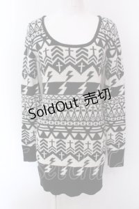 GHOST of HARLEM / スカル総柄ニット F ブラック×ホワイト O-25-02-22-042-GL-TO-IG-OS