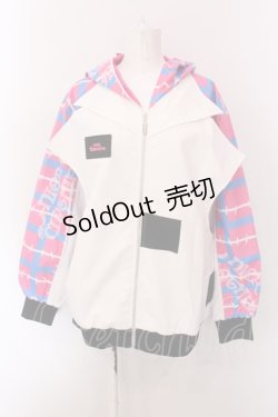 画像1: NieR Clothing / 高品質ORIGINAL JUMPER【ピンクブルー】  ホワイト×ピンク×ブルー O-25-02-22-043-PU-JA-IG-ZT050