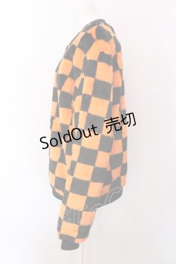 画像2: Candy Stripper / CHECKERED FLAG FUR BLOUSON ブルゾン  オレンジ×ブラック O-25-02-22-048-PU-CO-IG-OS