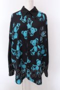 Drug Honey / スケルトンテディ長袖シャツ  ブラック×ターコイズ O-25-02-22-051-PU-TO-IG-OS