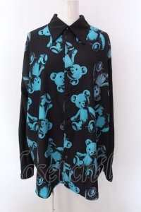 Drug Honey / スケルトンテディ長袖シャツ  ブラック×ターコイズ O-25-02-22-051-PU-TO-IG-OS