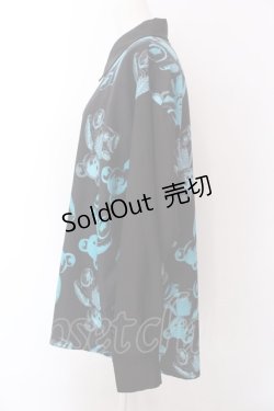 画像3: Drug Honey / スケルトンテディ長袖シャツ  ブラック×ターコイズ O-25-02-22-051-PU-TO-IG-OS