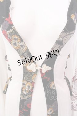 画像2: Qutie Frash / サイドレースアップ着物カーデ  ホワイト×ブラック O-25-02-22-056-QU-TO-IG-ZS