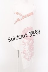 Qutie Frash / 2024プレミアムセット-繚乱-チャイナチュニック  ホワイト×レッド O-25-02-22-057-QU-TO-OW-OS