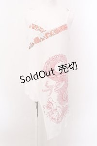 Qutie Frash / 2024プレミアムセット-繚乱-チャイナチュニック  ホワイト×レッド O-25-02-22-057-QU-TO-OW-OS