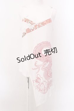 画像1: Qutie Frash / 2024プレミアムセット-繚乱-チャイナチュニック  ホワイト×レッド O-25-02-22-057-QU-TO-OW-OS