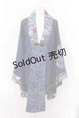 Qutie Frash / 着物ロングカーディガン  ブラック×ブルー O-25-02-22-063-QU-TO-OW-OS