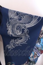 画像2: Qutie Frash / 着物ロングカーディガン  ブラック×ブルー O-25-02-22-063-QU-TO-OW-OS (2)