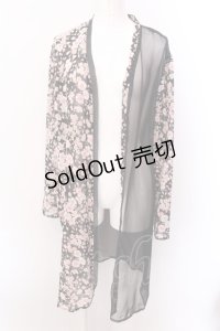 Despair / 和柄シースルー羽織（桜）  ブラック×ピンク O-25-02-22-072-GO-TO-OW-OS