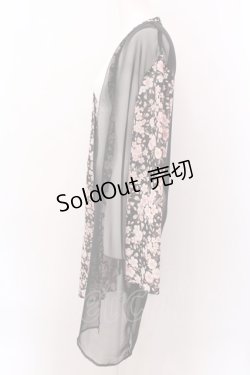 画像2: Despair / 和柄シースルー羽織（桜）  ブラック×ピンク O-25-02-22-072-GO-TO-OW-OS