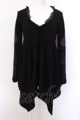 Qutie Frash / 変形ちりめんトップス  ブラック×パープル O-25-02-22-073-QU-TO-OW-OS