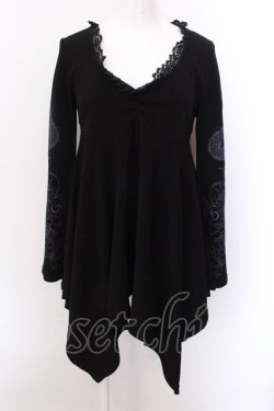 画像1: Qutie Frash / 変形ちりめんトップス  ブラック×パープル O-25-02-22-073-QU-TO-OW-OS