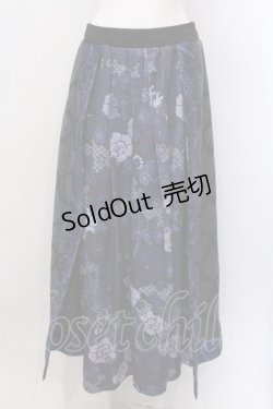 画像1: Qutie Frash / 和柄プリーツロンスカ  ブルー O-25-02-22-084-QU-SK-OW-OS