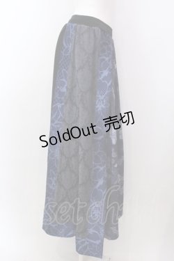 画像2: Qutie Frash / 和柄プリーツロンスカ  ブルー O-25-02-22-084-QU-SK-OW-OS