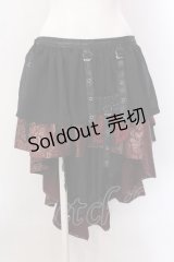 Qutie Frash / 3段フリルラップスカート  ブラック×レッド O-25-02-22-090-QU-SK-OW-OS