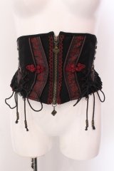 Ozz oneste / エンブロイダリー和チャイナコルセット  ブラック×レッド O-25-02-22-012-OO-TO-OW-OS