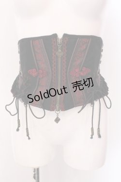 画像1: Ozz oneste / エンブロイダリー和チャイナコルセット  ブラック×レッド O-25-02-22-012-OO-TO-OW-OS