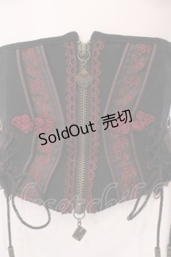 画像2: Ozz oneste / エンブロイダリー和チャイナコルセット  ブラック×レッド O-25-02-22-012-OO-TO-OW-OS