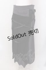 Ozz Croce / 交差ギミックラップロングスカート  ブラック×グレー O-25-02-22-013-OO-SK-IG-OS