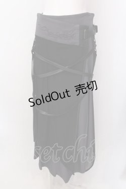 画像1: Ozz Croce / 交差ギミックラップロングスカート  ブラック×グレー O-25-02-22-013-OO-SK-IG-OS