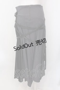 画像4: Ozz Croce / 交差ギミックラップロングスカート  ブラック×グレー O-25-02-22-013-OO-SK-IG-OS