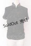 Ozz On / シフォンレイヤードチャイナジャガードトップス  ブラック×マルチ O-25-02-22-019-OO-TO-OW-OS