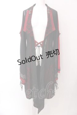 画像1: Ozz oneste / 桜刺繍着物袖カーディガン  レッド×ブラック O-25-02-22-024-OO-JA-IG-ZI