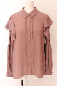 axes femme POETIQUE / 肩レースラッフルフリルブラウス M ピンク O-25-02-23-005-AX-BL-SZ-OS