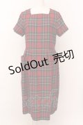 Jane Marple / Wool tartan check tablier dress ドレス M アカ O-25-02-23-041-JM-OP-IG-ZT215