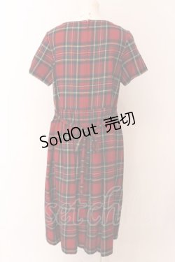 画像2: Jane Marple / Wool tartan check tablier dress ドレス M アカ O-25-02-23-041-JM-OP-IG-ZT215