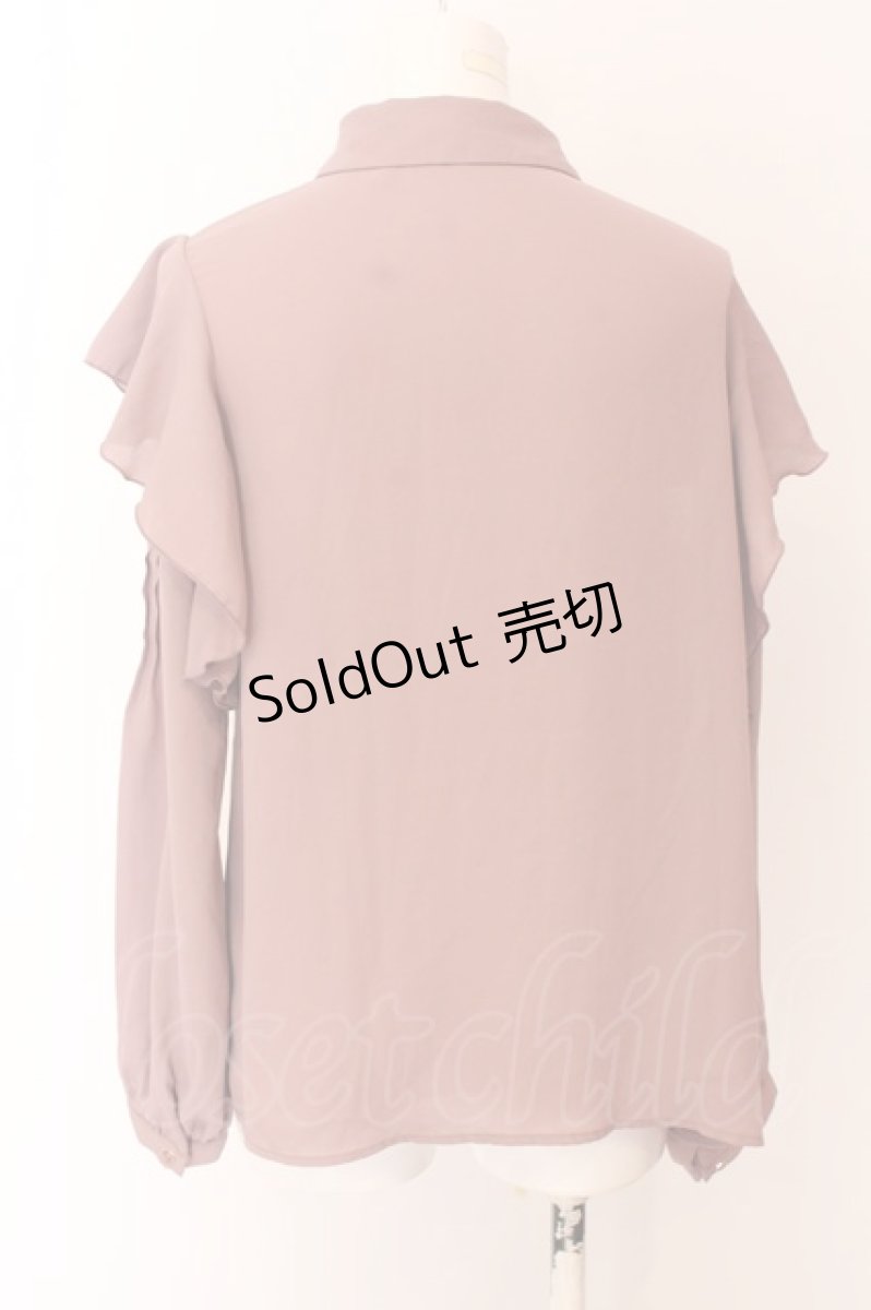 画像2: axes femme POETIQUE / 肩レースラッフルフリルブラウス M ピンク O-25-02-23-005-AX-BL-SZ-ZH (2)