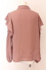 画像2: axes femme POETIQUE / 肩レースラッフルフリルブラウス M ピンク O-25-02-23-005-AX-BL-SZ-ZH (2)