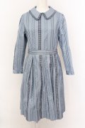 Jane Marple / Ribbon jacquard stripeのドミトリードレス M ブルーグレ O-25-02-23-048-JM-OP-IG-ZT0430