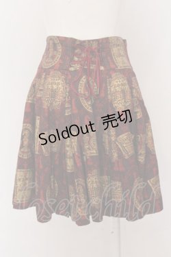 画像2: Jane Marple / チェスプリントのゴアードミニスカート M ボルドー O-25-02-23-054-JM-SK-IG-ZT236