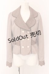 axes femme POETIQUE / チェック使バックフリルジャケット M ブラウン O-25-02-23-008-AX-JA-IG-OS