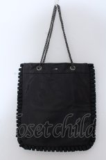 画像1: 【SALE】EATME / サテンフリルトートバッグ  クロ×裏地ラベンダー O-25-02-23-1077-LO-BG-IG-ZTK012 (1)